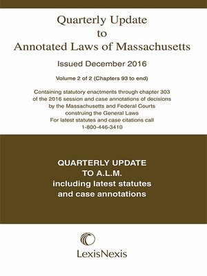 cover image of Quarterly Update to Annotated Laws of Massachusetts